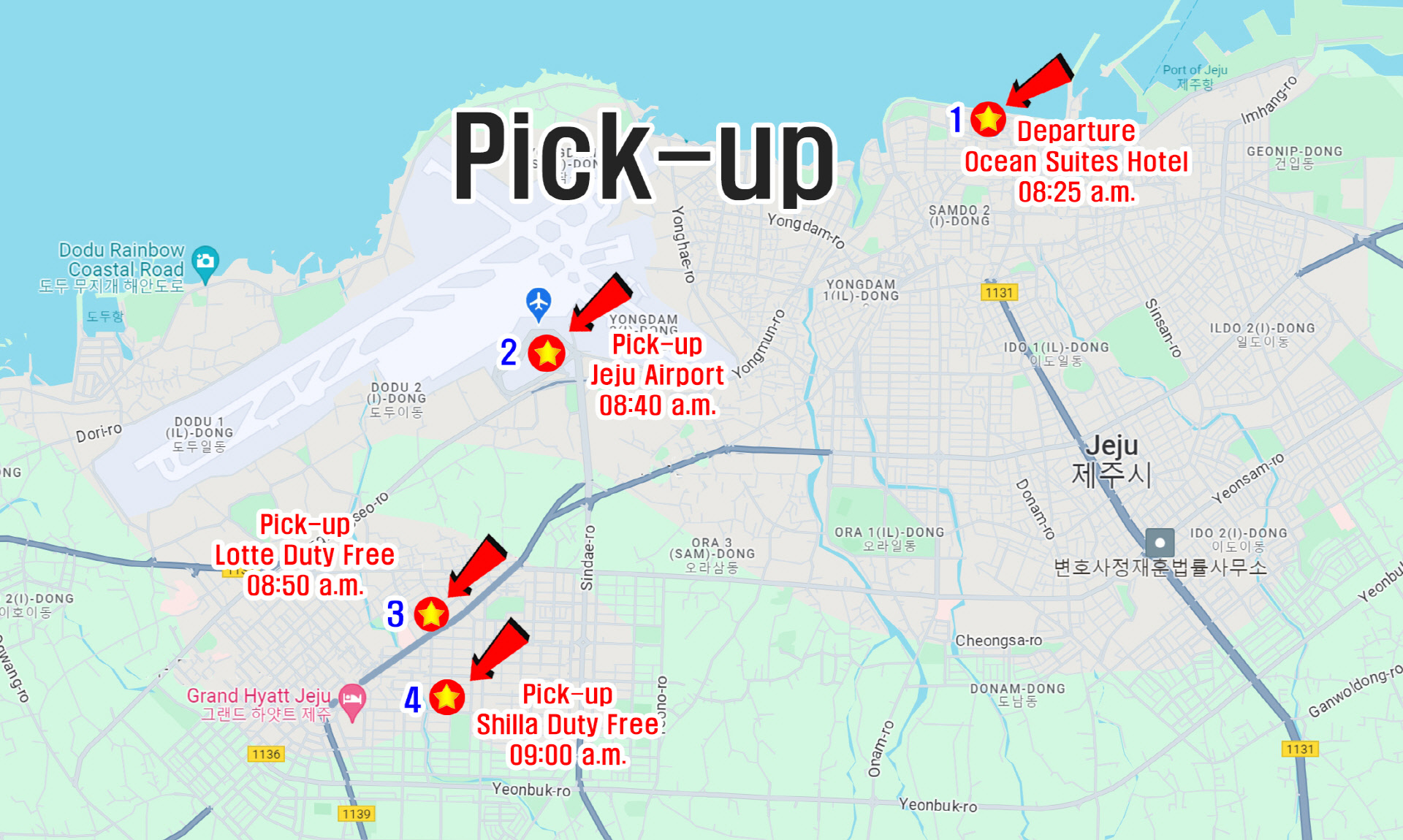Pick-up locations map
