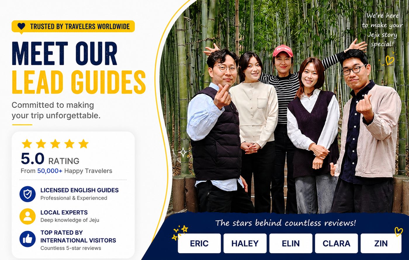 YEHA lead guides — Eric, Haley, Elin, Clara and Zin · 5.0 rating from 50,000+ happy travelers