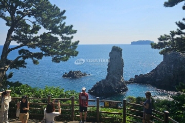 Volcanic sea stacks on the Jeju coast